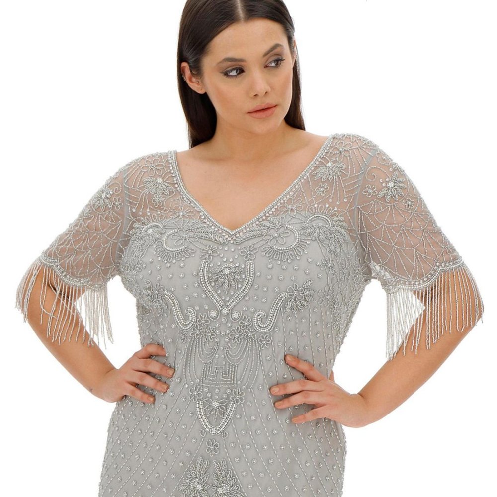 Size 24 plus size beaded dress, NWT, Gatsby dress, Mother of the Bride dress,